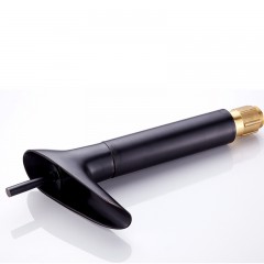 【伯利好】JC-W014-HT-99529 黑古龙头 全铜大瀑布水龙头 北欧黑色 洗脸盆冷热龙头