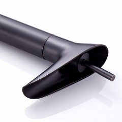 【伯利好】JC-W014-HT-99529 黑古龙头 全铜大瀑布水龙头 北欧黑色 洗脸盆冷热龙头