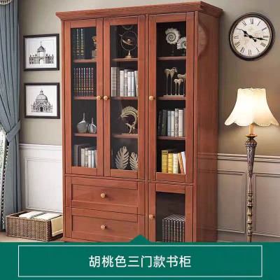 现代风格 实木家具 带玻璃门书柜