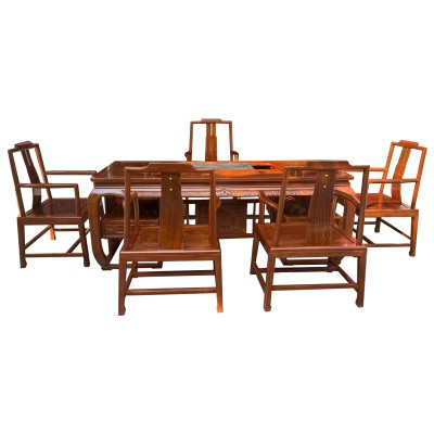 刺猬紫檀皇冠茶台六件套